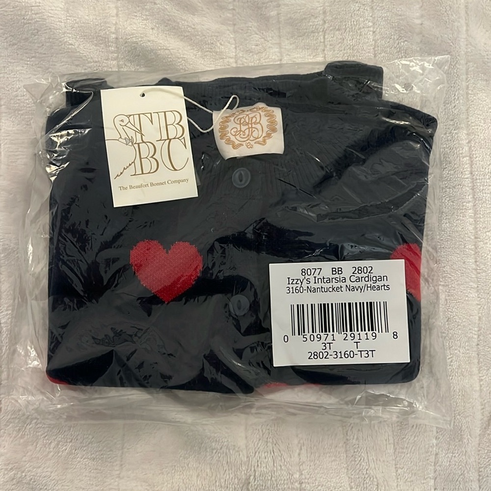 Beaufort Bonnet Company Izzy’s Intarsia Cardigan Nantucket Navy / Hearts Size 3T